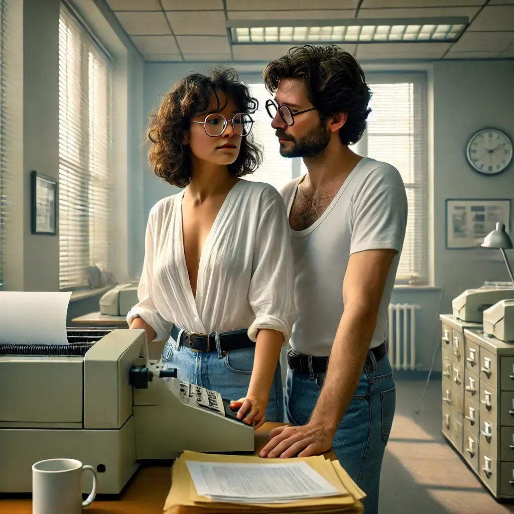 Büro – Vormittag (05.1983) – Clara (35), Tony (25)